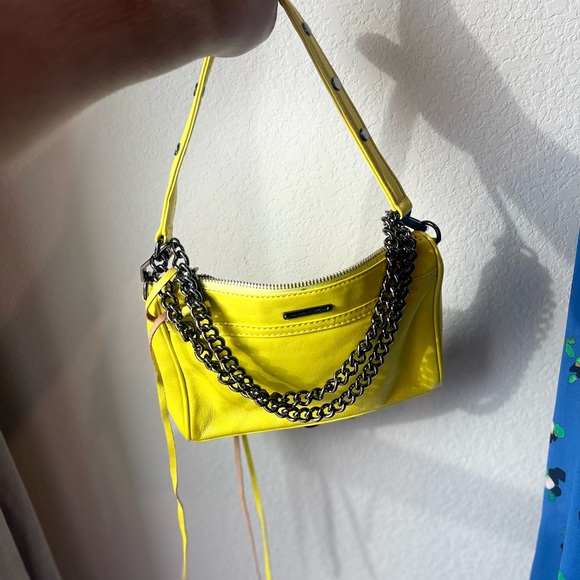 Rebecca Minkoff MAC Leather Crossbody Bag neon yellow y2k vintage style - Picture 4 of 4